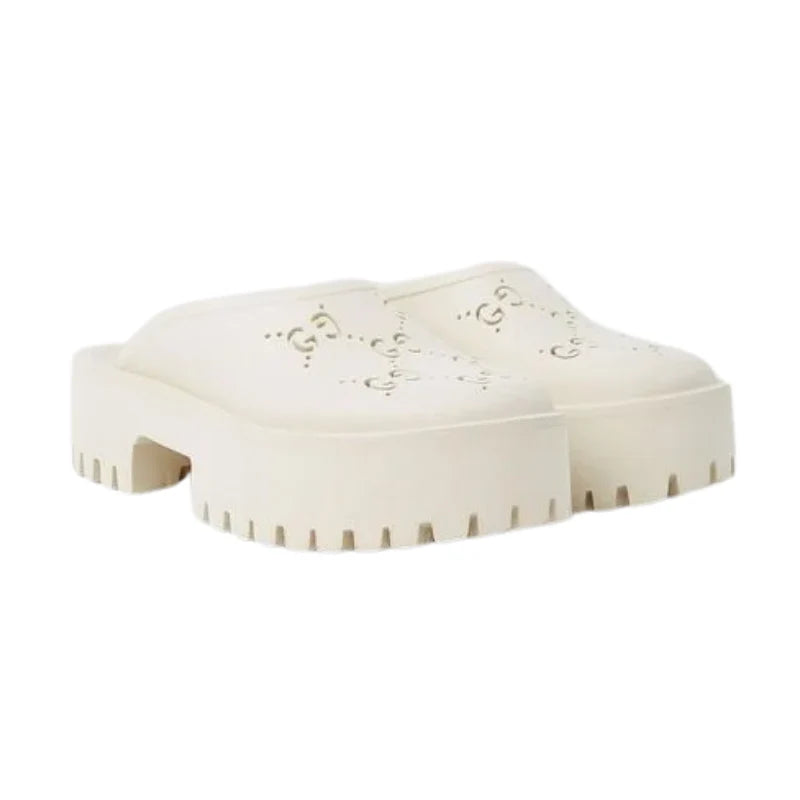 Gucci Perforated GG platform mules