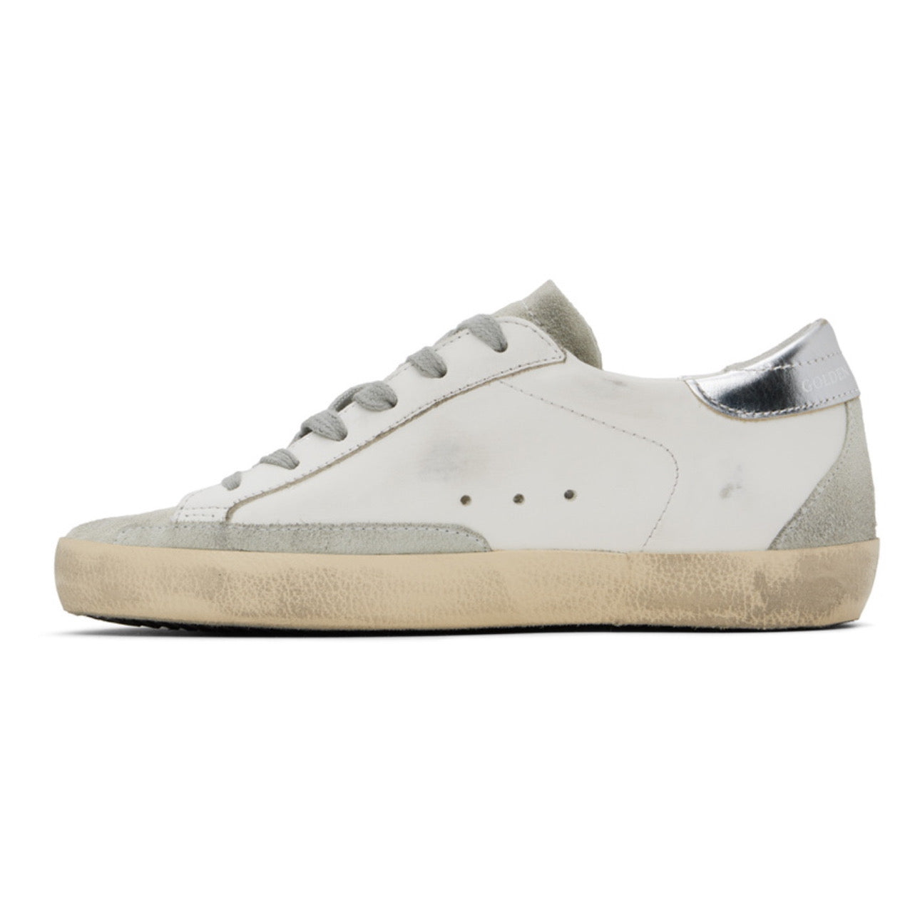 Golden Goose White & Gray Super-Star Classic Sneakers