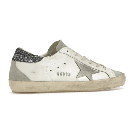 Golden Goose Super-Star – White Dark Grey Glitter