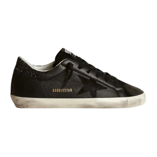 Golden Goose Superstar – Black Glitter Heel
