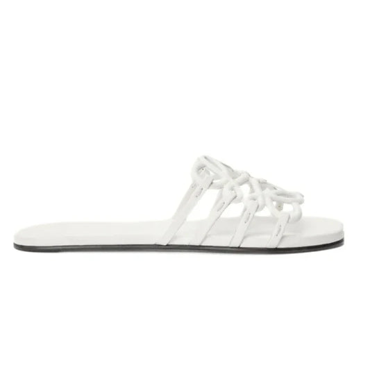 LOEWE Petal Anagram slide in soft calfskin white